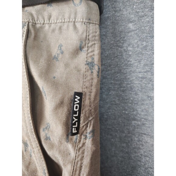 Flylow Shorts Men's 2XL All Over Print Adj Waist Brown Hiking - Picture 3 of 9